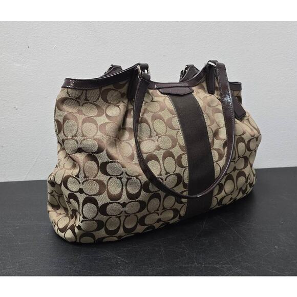 Coach Signature Brown Handbag Purse with Dust Cover - Picture 5 of 10